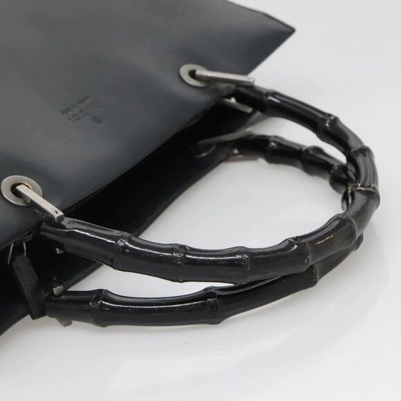 GUCCI Bamboo Hand Bag Leather Black 002 1010 3754 Auth 133382 - Picture 8 of 16